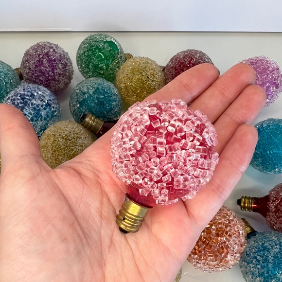 1960’s Christmas Ice Glo Frosted Sugar Bulbs RARE ALL WORK Large Lot of 31 - Picture 6 of 15